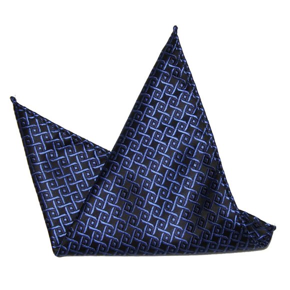 Gascoigne Pocket Square Black Blue Men's - Picture 1 of 1